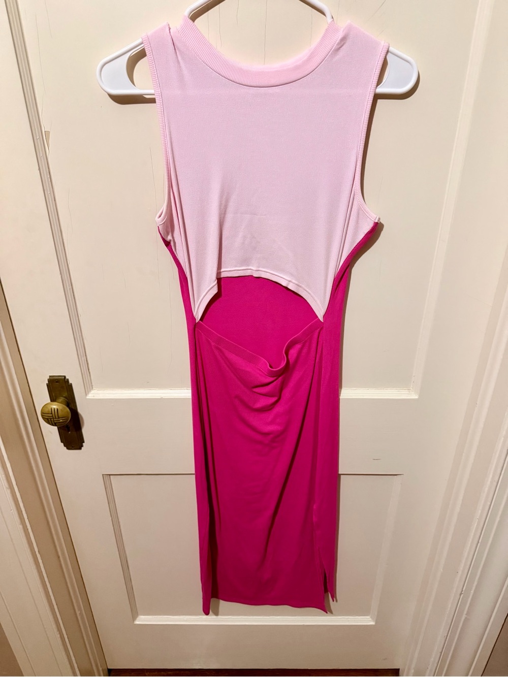 Amazon Two-Tone Pink Midi Dress - Light Pink & Fuchsia